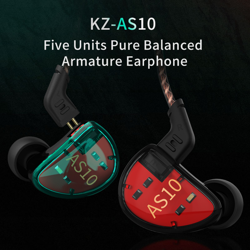  KZ AS10 in Ear Monitor Earbuds Headphone,Pure 5 Balanced Armature 5BA,Musician in Ear Monitor Headphone High Fidelity Headset 