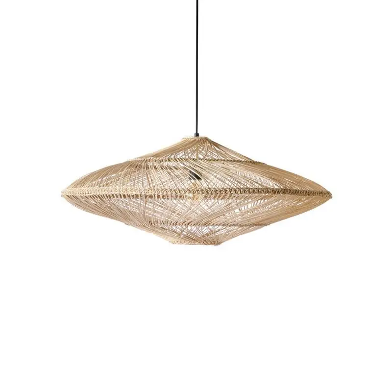 New UFO Shades Rattan Lamp Creative Chinese Style Pendant Lights Suspension Dining Room Restaurant Lights E27 Led Hanging Lamp image 6