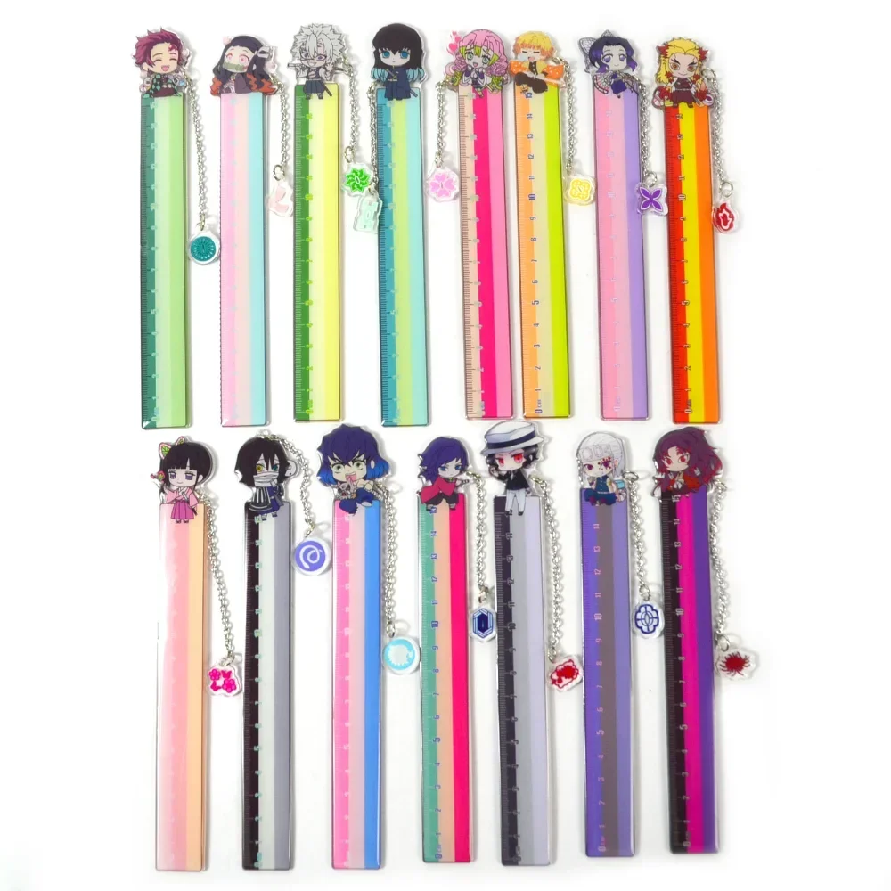 Anime Ruler Kamado Tanjirou Nezuko Kawaii Figure Straight Ruler Drawing Rulers School Stationery Kids Gift