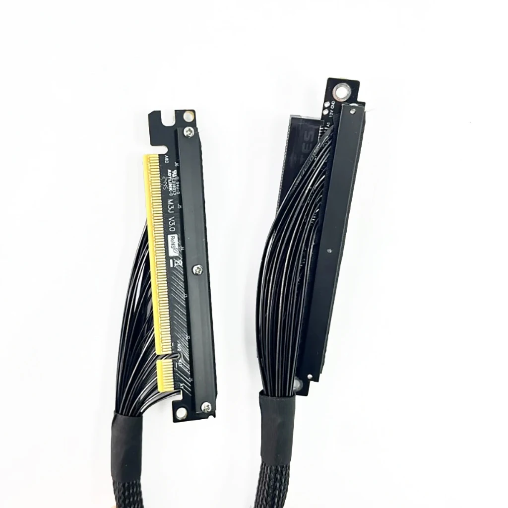 

2025 New Dual Reverse Riser Cable 90/180 Degree Vertical Extention Cable PCIe 4.0 x16 GPU Extender for A4 ITX RTX 4090 RX7900xt