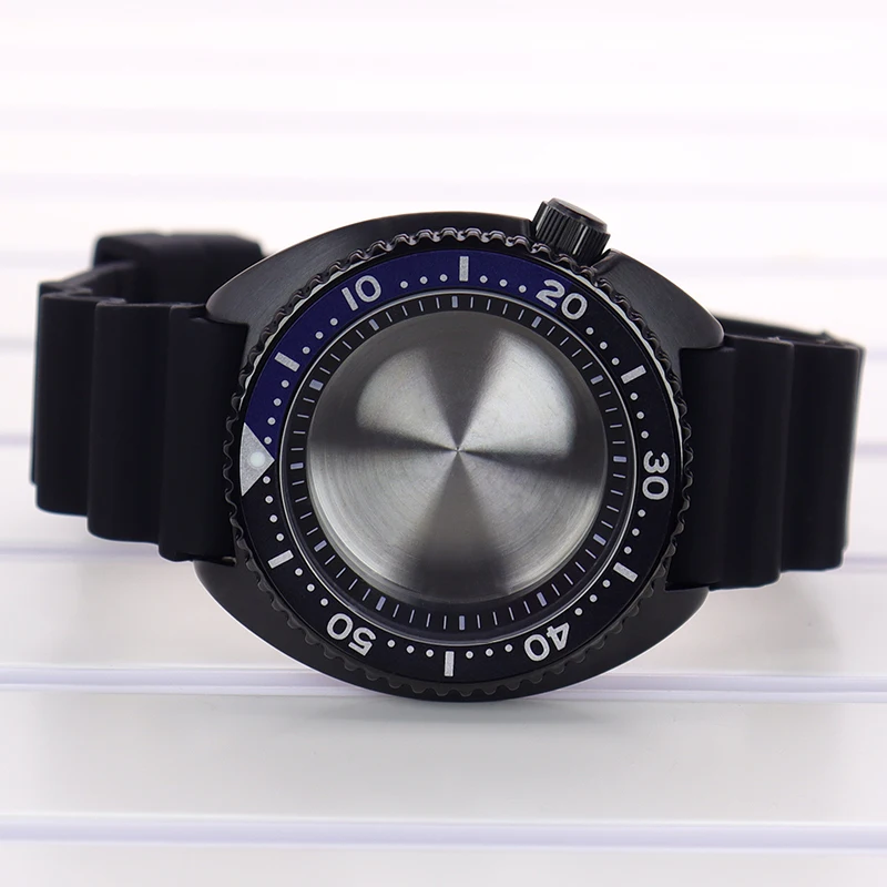 Saphirglas 45mm Uhrengehäuse Edelstahl für Mod 6105 Turtle Abalone Gehäuse für Seiko NH35 NH36 Uhrwerk Uhrenzubehör – Detail 3