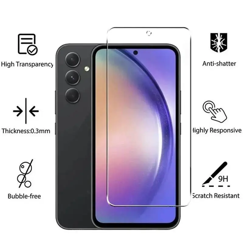 

5Pcs Ultra Clear Tempered Glass Screen Protector For Samsung Galaxy A56 A55 A53 A35 A54 Full Coverage Shock Anti Shatter