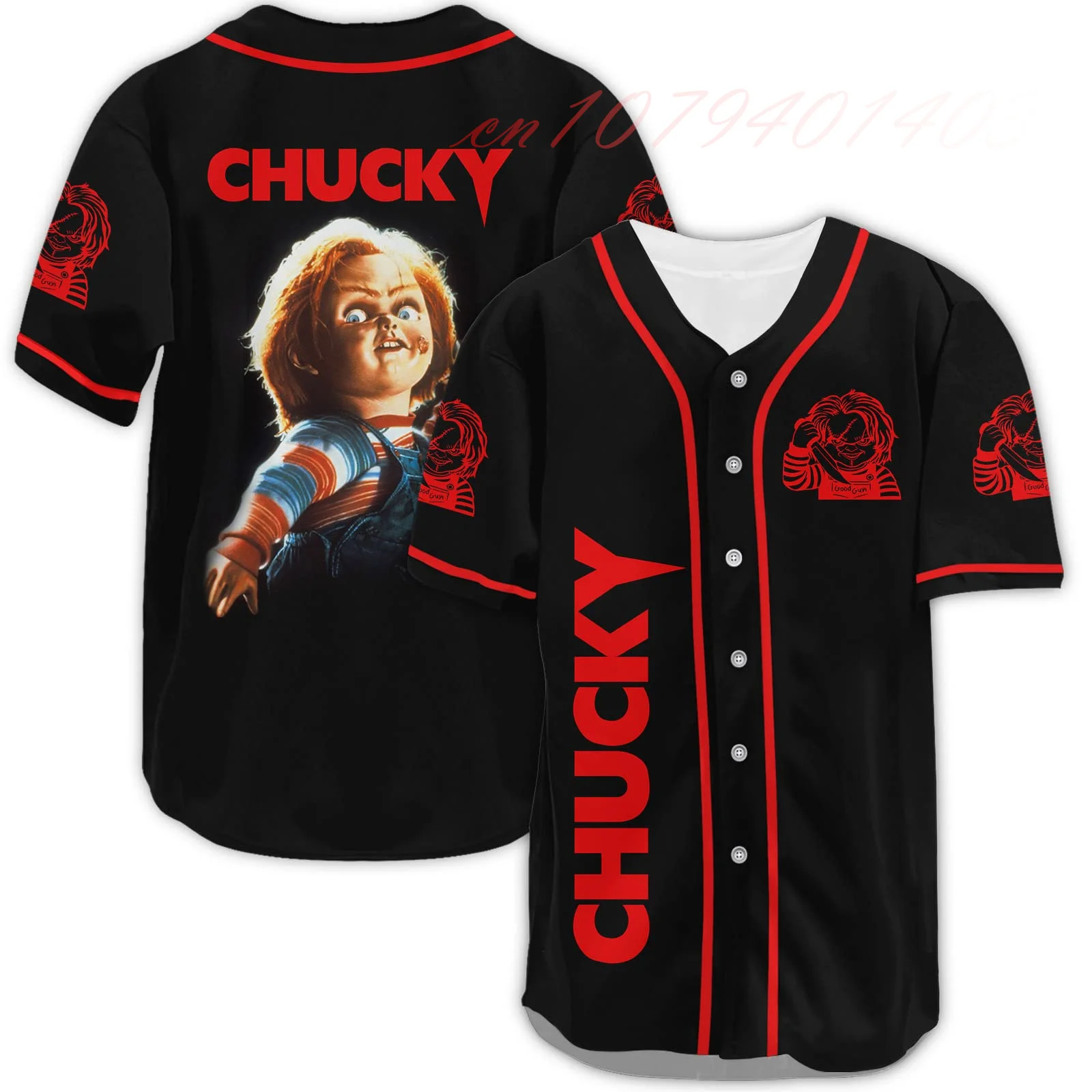 Cute Graphic Baseball Jersey Shirt Cartoon Horror Movie Character Funny Baseball Jersey Shirt Gift for Men Women Kids 0-14 Years