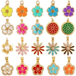 Doce Primavera Colorido Flor Charme Pingente, Trendy Multicolor Sakura Esmalte Colar, Handy Artesanato Acessórios, Suprimentos de Jóias, M28