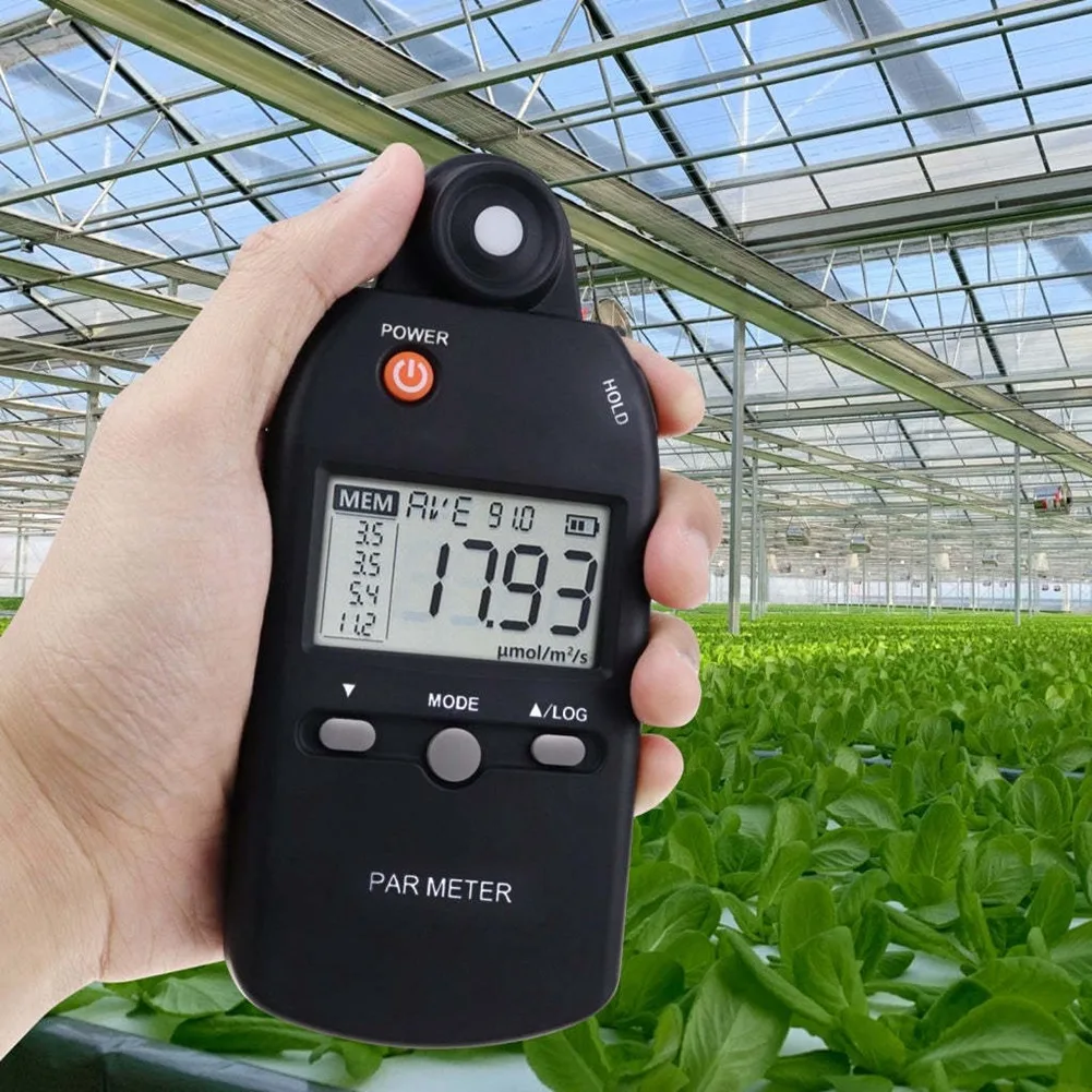 ABYC PAR Misuratore di illuminamento PPFD Sensore quantistico Funzione di registrazione a spettro completo Misuratore di luce per piante per interni ed esterni