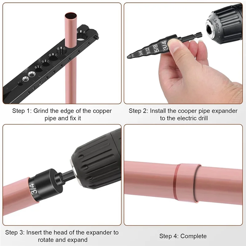 5-In-1 HVAC Repair Tool, 2PCS Air Conditioner Copper Pipe Tube Expander Soft Copper Tubing Swaging Tool Easy Install