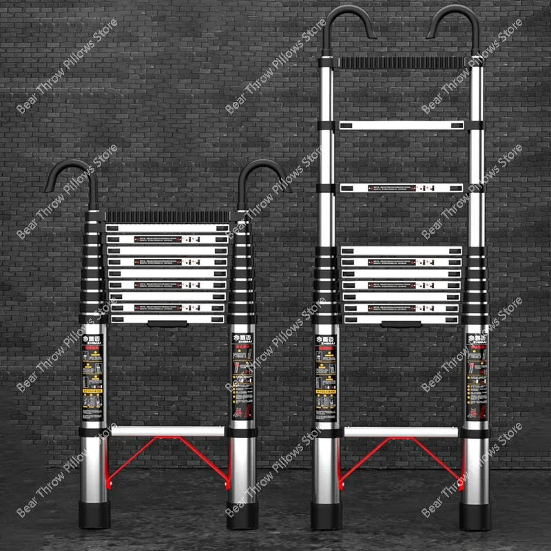 

Multi-functional Telescopic Ladders Lifting Engineering Aluminum Alloy Ladder Portable Stainless Steel Straight Ladder with Hook