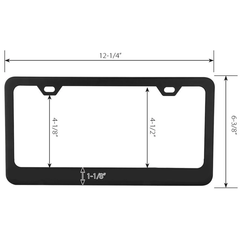 Matte Aluminum License Plate Frame With Chrome Screw Caps, 2Pcs 2 Holes Black License Plate Frames, Car License Plate Covers For