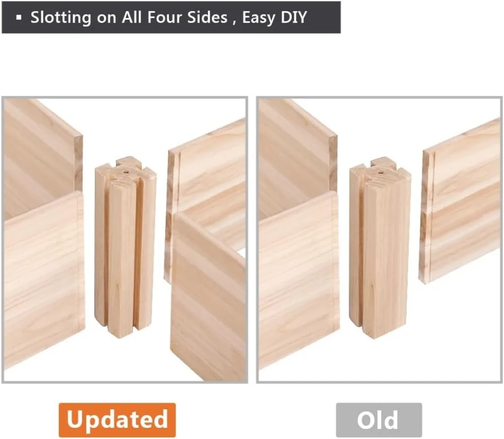 سرير حديقة مرتفع خشبي مقاس 8 × 2 قدم صندوق زراعة مرتفع مقسم للزهور والخضروات والأعشاب والخشب الطبيعي الخارجي #5