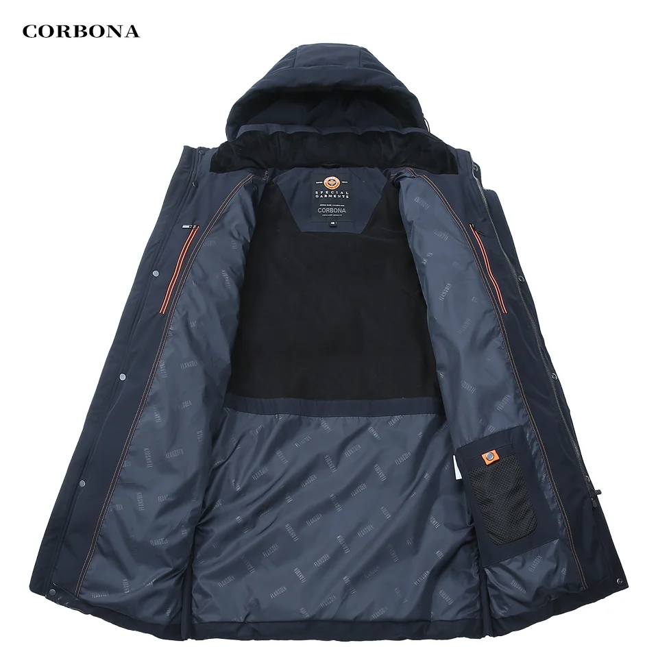 CORBONA 2023 NewArrival Winter Autumn Men Coat Long Style Jacket Male Navy Blue Garments Fashion Casual High-End Cotton Parka