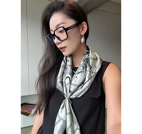 وشاح حريري 90 سنتيمتر اليد توالت حواف شالات الأوشحة الفاخرة المصممين رئيس حقيبة الديكور هدية الكريسماس الملابس والاكسسوارات #3