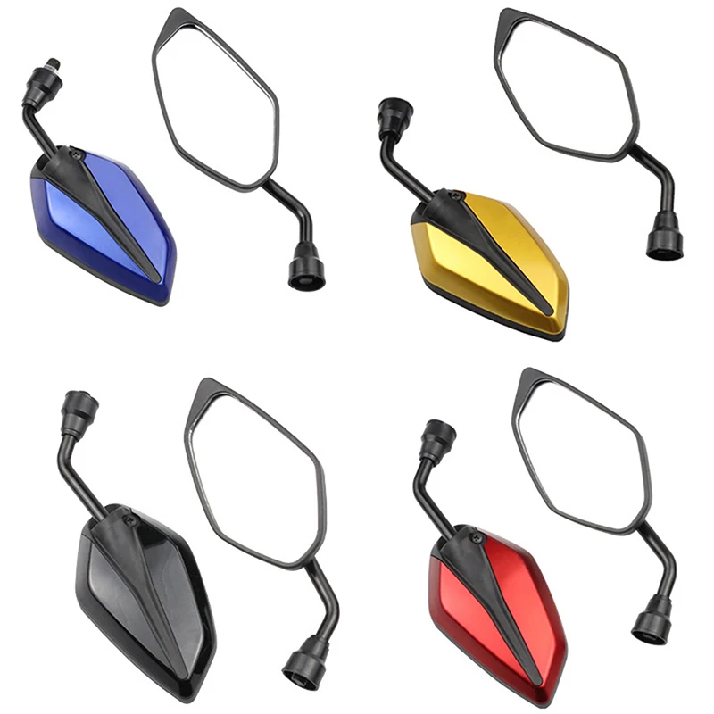 Pair Motorcycle Handlebar 10mm Rearview Side Wing Mirror Accessories Universal For Motorbike Bicycle Scooter Motocross