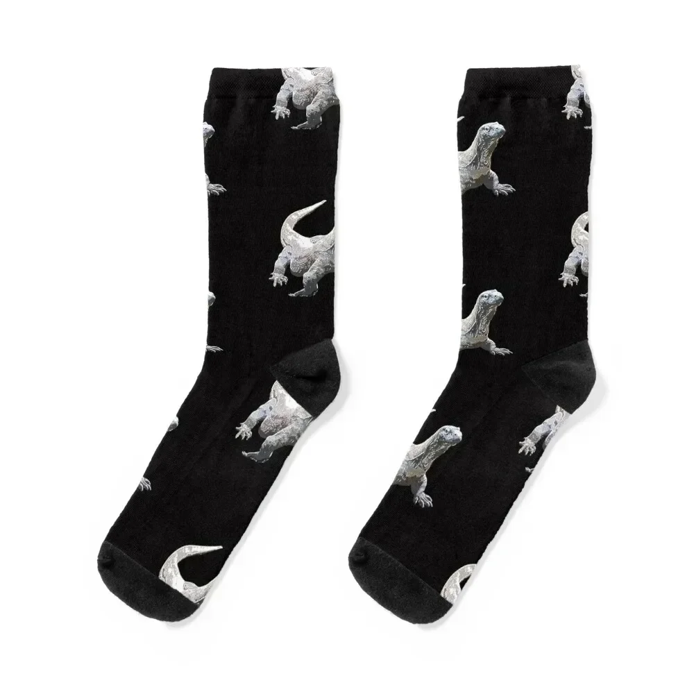 Komodo Dragon White Alternate Print Socks floor Crossfit new year Men's Ladies Socks Men's