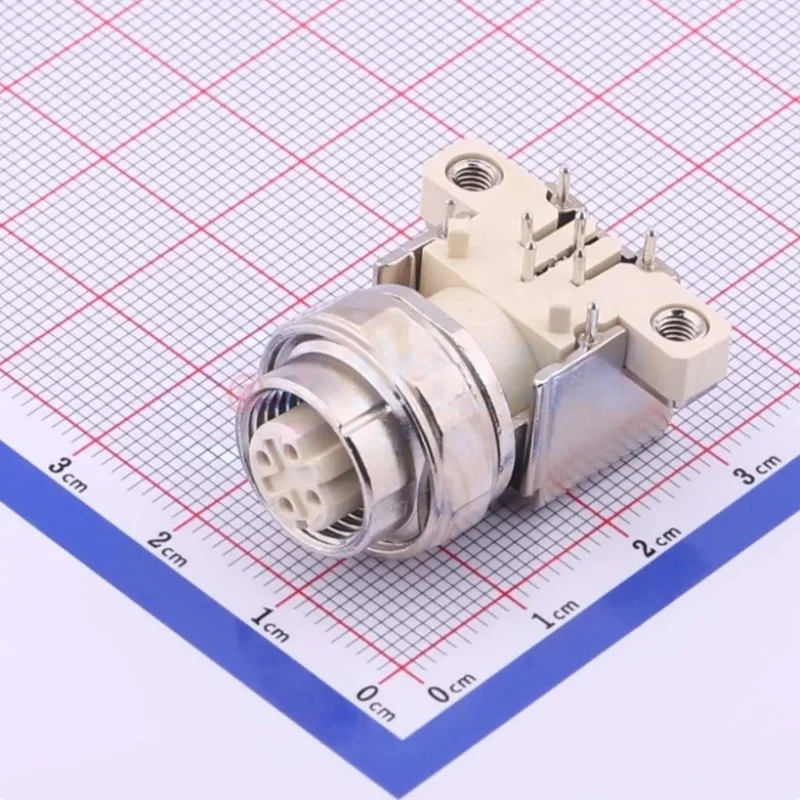 Harting M12 Circular Cable Connector 21033814412 Panel Through-Hole Pcb Right-Angle D-Type Coded Connector