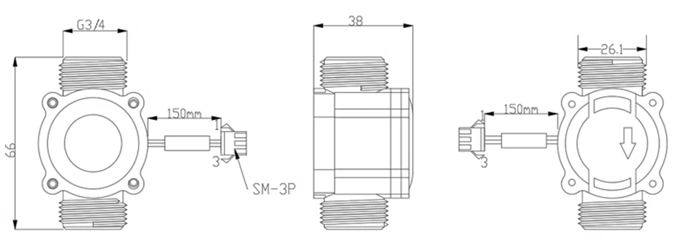 Water Flow Sensor Counter Meter Switch Flow Meter Flowmeter Counter 1-60L/min FS300A G3/4 DC 5-18V 1.75 Mpa