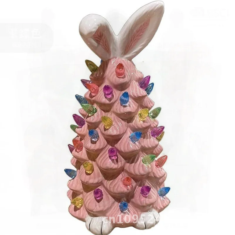 

Easter Bunny & Christmas Tree Themed Night Light Home Bedroom Decor Synthetic Resin Craft Modern Minimalist Style Holiday Party