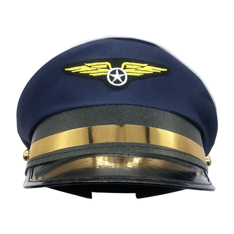 Men Role Play Sailors Caps Airplane Uniform Cap Flight Plane Captain Hats Cosplay Costume Dress Up Party Marine Admiral Visors