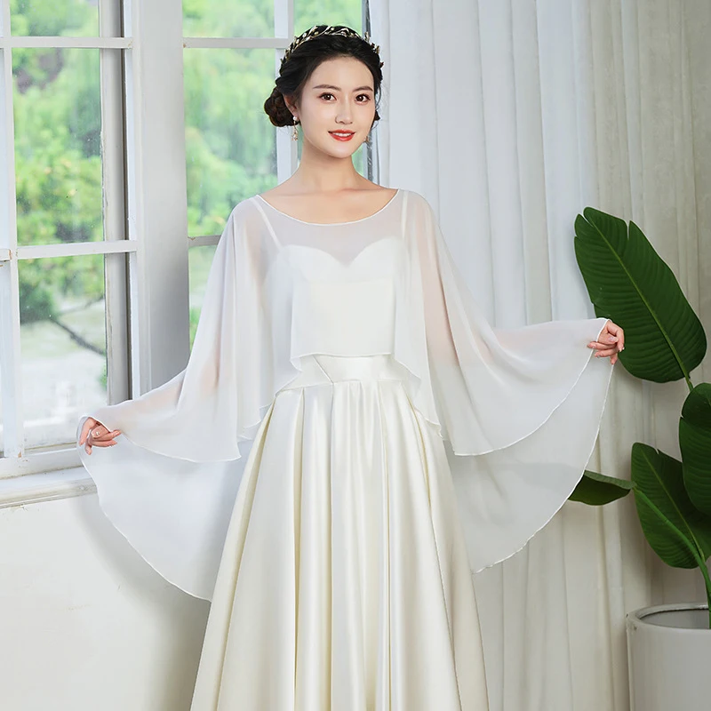 Bride Summer Shawl For Women Chiffon Evening Dress Wedding Shawl Capes Jacket Wraps Party Bridal Evening Cover Up Shawls