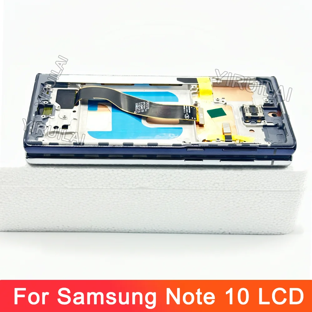 Testato Nota 10 Schermo con Cornice Per Samsung Note10 N970F N970U N970W Display LCD Touch Screen Digitizer Assembly di Ricambio
