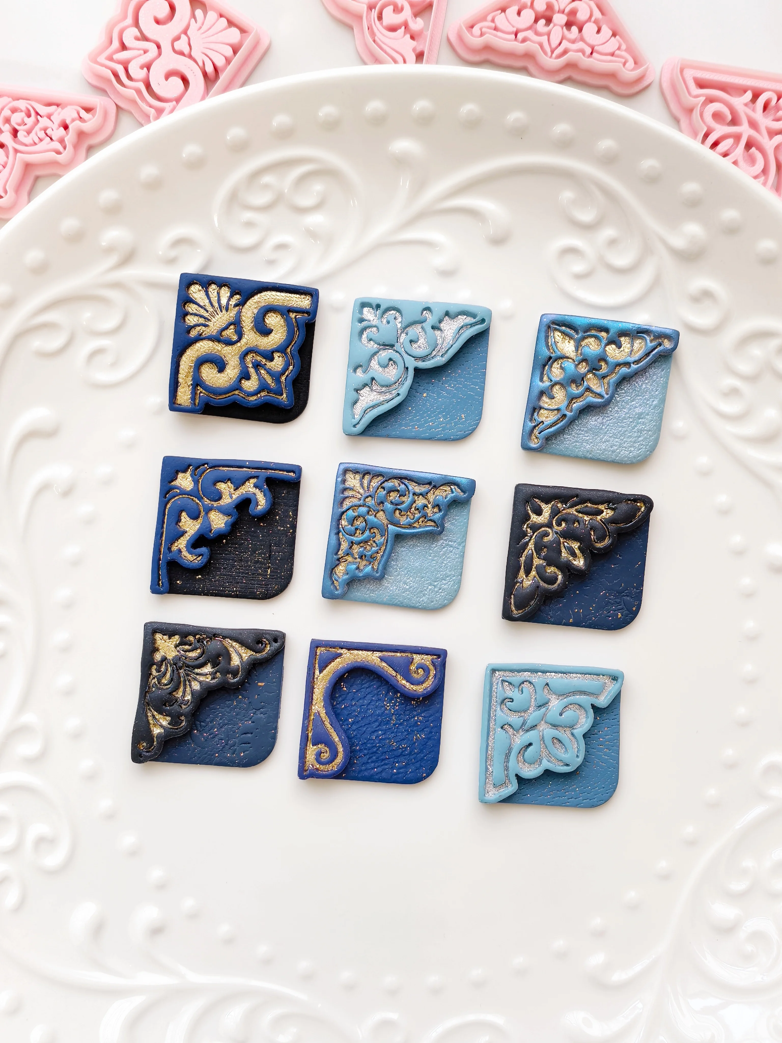 Ornate Retro Corner Lace Polymer Clay Cutter SetSoft Ceramic Earring Mold DIY Handmade Pendant Jewelry Making Cutting Craft Tool
