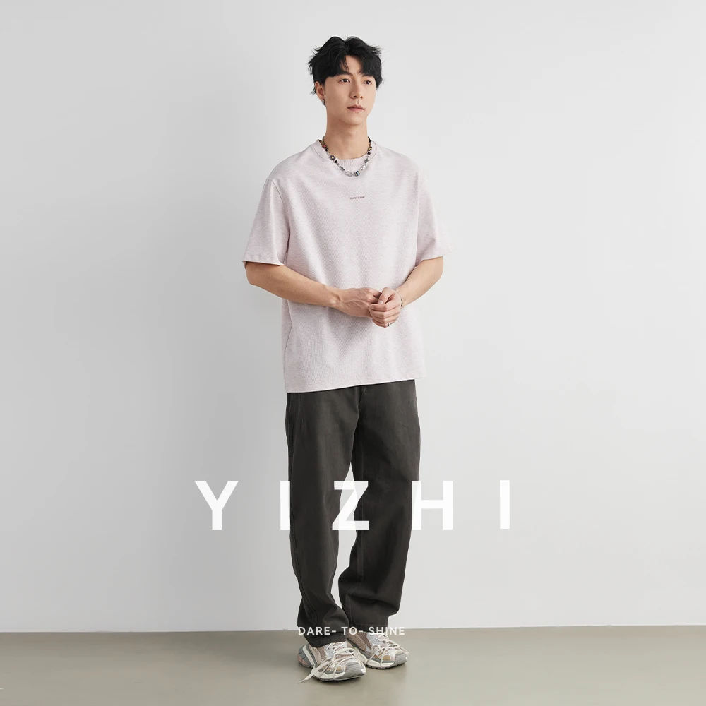 Men's Lyocell Cityboy Minimal Logo T-shirt 2026 Summer New Crew Neck Loose Solid Basic Bottoming Short Sleeve