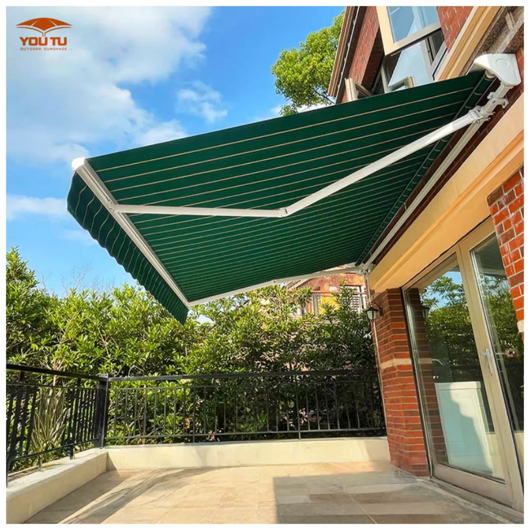 Awning Outdoor Manual Retractable Manually Sunshade Coffee Shop Store Hand Crank Folding Awning