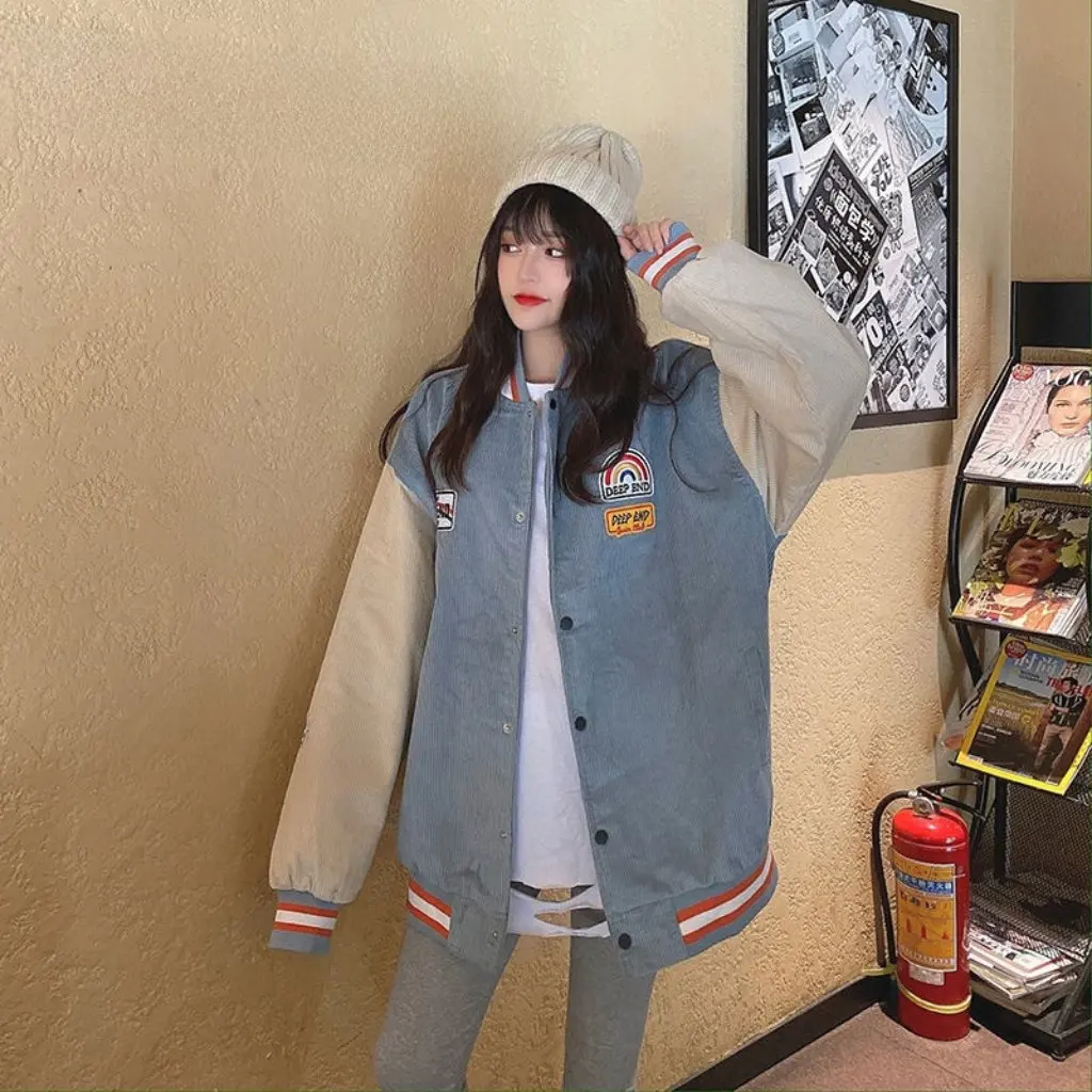 

Женское вельветовое пальто в корейском стиле, ретро куртка Harajuku BF, весенне-осенняя новая одежда для пар в японском стиле