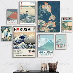 Vintage Japan Poster Mount Fuji Art Print Hokusai Landscape Canvas Painting Botanical Wall Pictures For Living Room Decoration