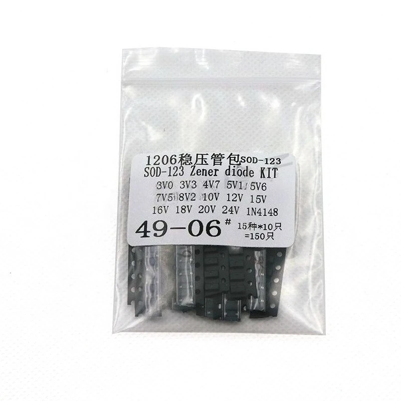 2Packs 300pcs SOD-123 1206 SMD Zener Diode Kit 0.5W 15 Values x10pcs Assortment