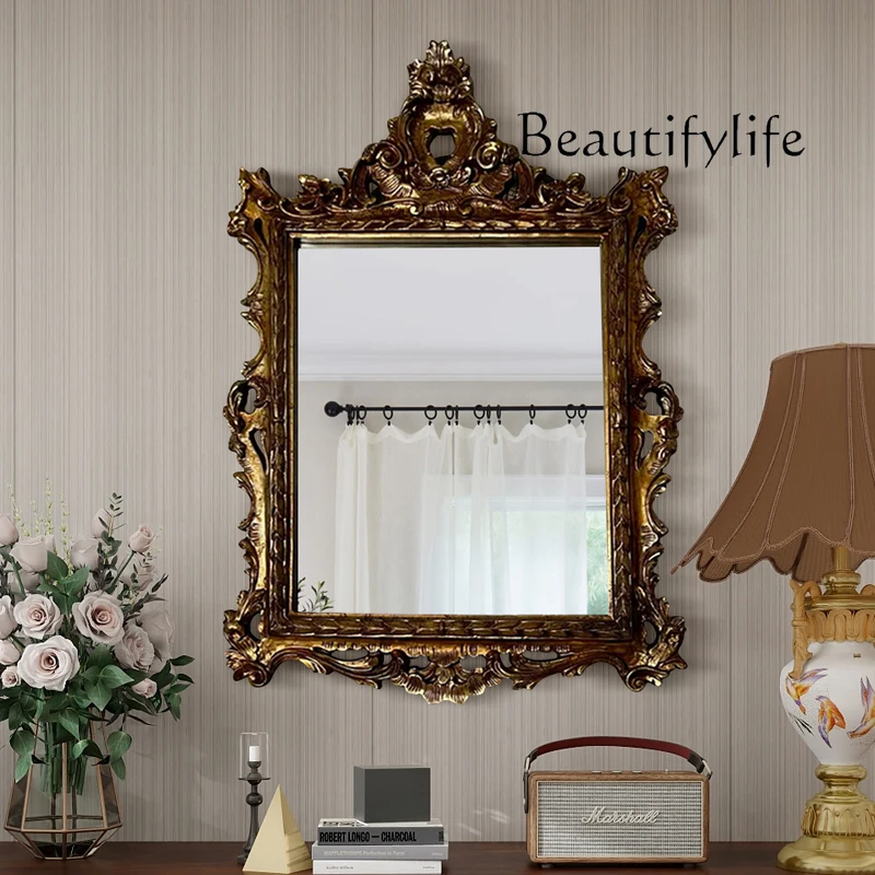 American retro square makeup mirror living room fireplace mirror porch decoration French luxury designer