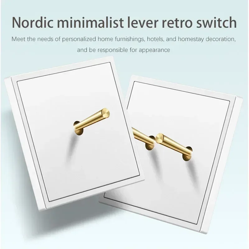 

White Wall Vintage Brass Lever Toggle Switch 1-4 Gang 2 Way Flame Retardant PC Panel Wall Light Switch Smooth