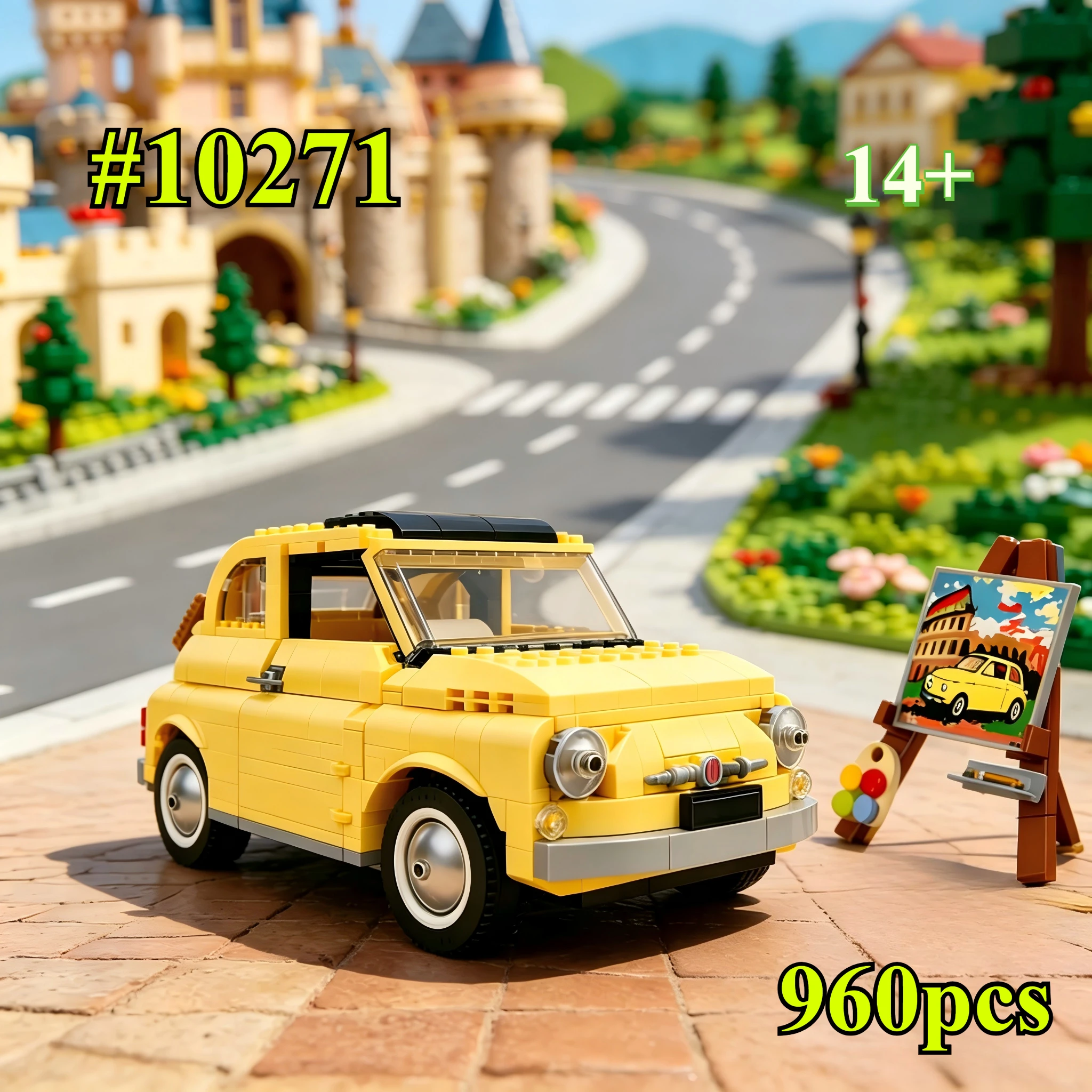 

A Yellow Car with An Easel 10271 Building Blocks Sets Suitable for Birthday Gifts Compatible with Legoed Particles，960pcs