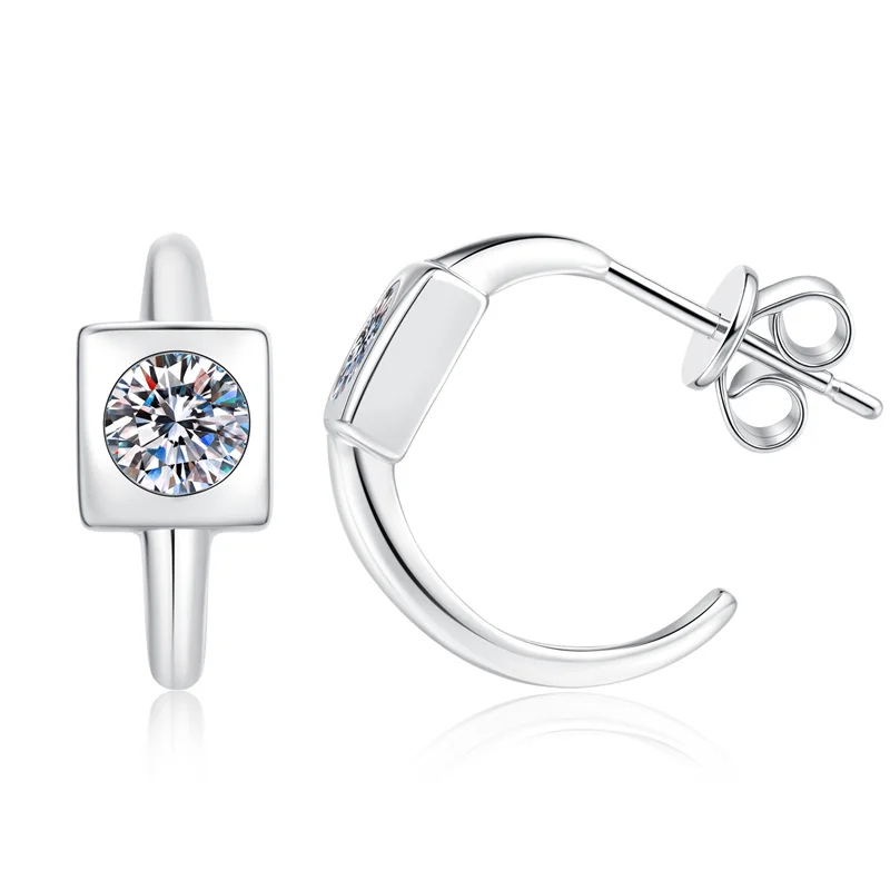 

ZFSILVER модные свежие классические серьги из серебра 925 пробы с муассанитом 0,5 карата, квадратные серьги C для подвесок, женские аксессуары, ювелирные изделия, подарок E267