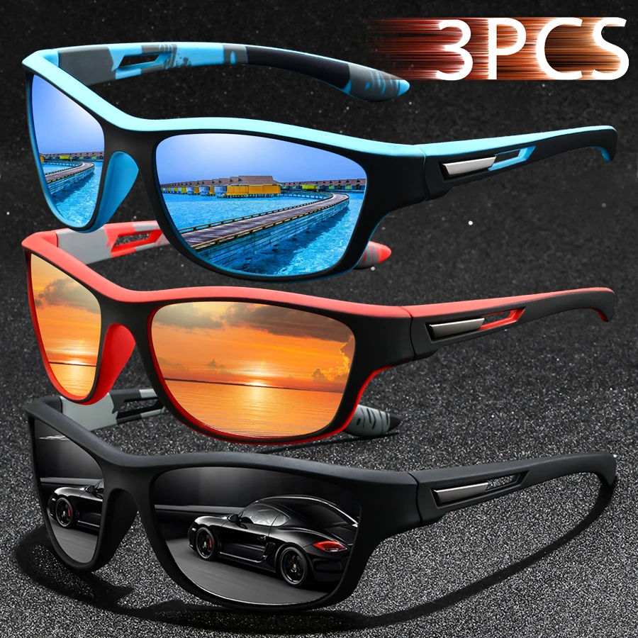3PCS  Fashion UV400 Men Women Running Mountaineering Fishing  Sunglasses Bicycle MTB Eyewear Outdoor Sport protective glasses