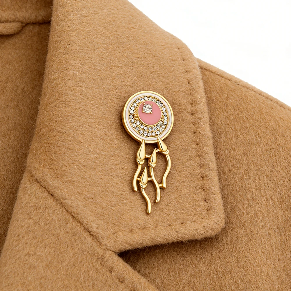 Hanreshe Creative Obstetric Sperm Egg Design Brooch Medical Fertility Theme Enamel Pin with Crystal Charm Lapel Badge for Women