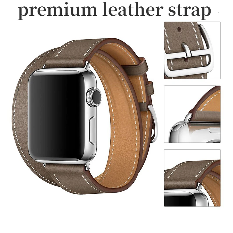 Pulseira de couro premium com laço duplo para apple watch 49mm 46mm 45mm 44mm 42mm 41mm 40mm ultra 10 9 8 7 6 5 4 se pulseira para iwatch