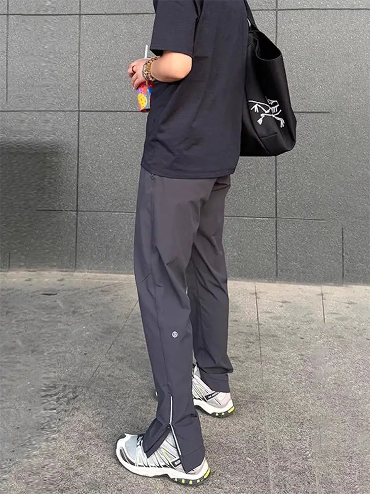 

ay American Qui Dry Climbing Pants Men Summer Thin Side Zipper Ice Silk Outdoor Sports Long Trousers Casual Straight Leg ...