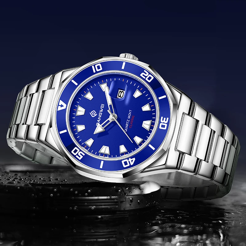 

BANGWEI 2025 новые модные кварцевые наручные часы, спортивные повседневные роскошные часы, мужские водонепроницаемые светящиеся стальные мужские часы Reloj Hombre