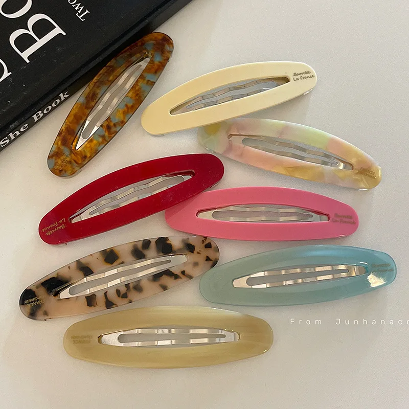 Korean Dopamine Acetate Oval Barrettes Side Clip Blogger Bang Clip Hairpin Female Hair accessories Headwear  hair clips