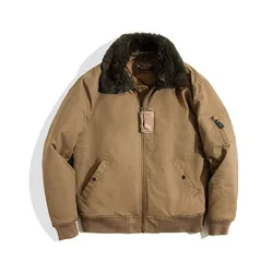 2025 New Mens Bomber Jacket High-quality Men Clothing Men Plush Thicken Down Jacket Male Lapel Wool Warm Coat Winter Jacket Men