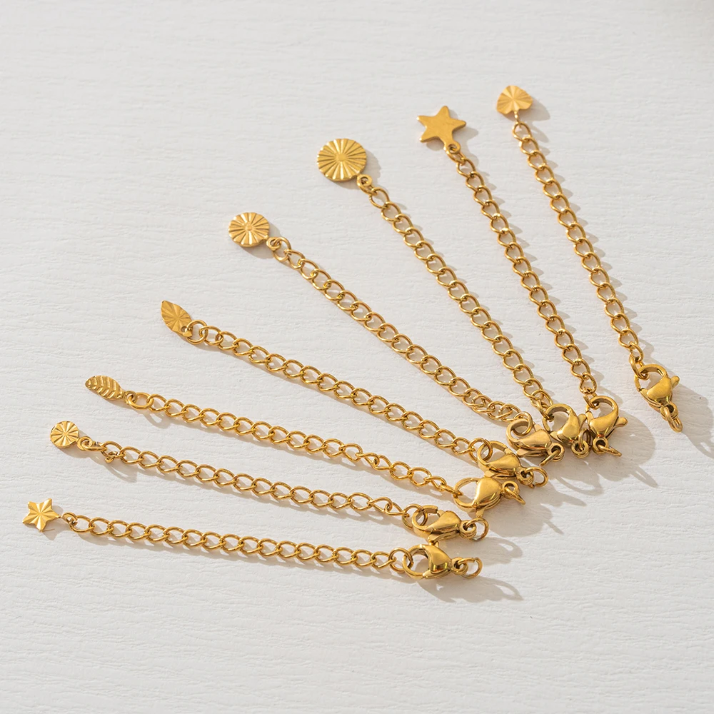 10 Stück Edelstahl-Verlängerungsketten mit Karabinerverschlüssen, Verbindungsstücke für Halsketten, DIY-Armband-Zubehör – Detail 3
