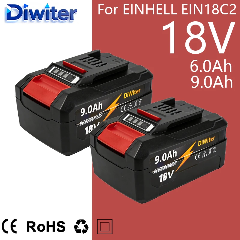 

Аккумулятор 18В 6.0Ач 9Ач повышенной емкости для инструментов Einhell X-Change, совместимый с 4511396 4511437neu PXBP-600, для беспроводных электроинструментов