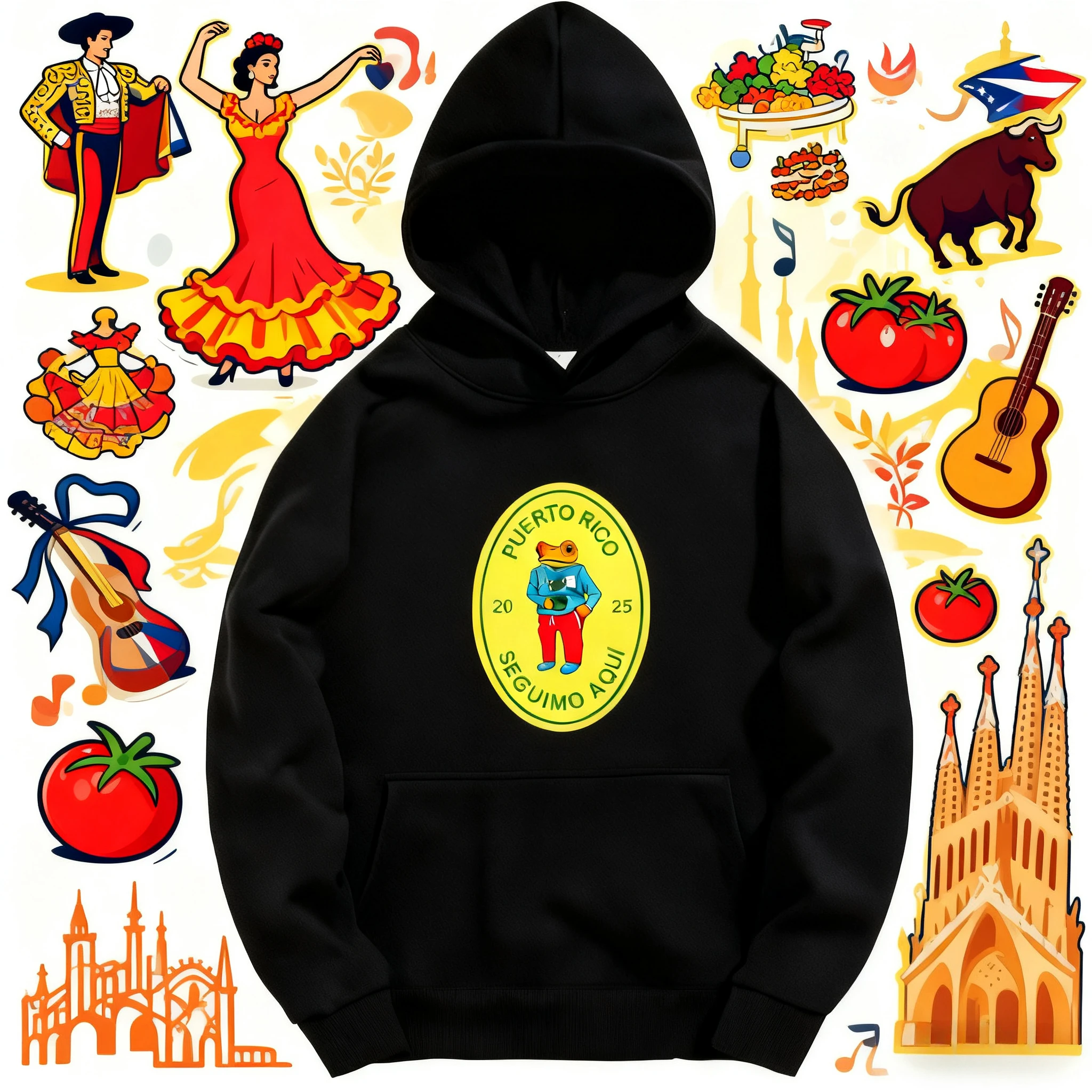 

2025 Puerto Rico Bad Bunny Debi Tirar Mas Fotos Frog Pattern Printed Sweatshirt Fashion Hip Hop Hoodie Men's and Women's Hoodie