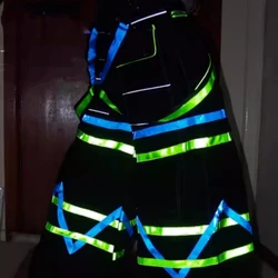 New Blue Green Reflective Color Pants Ghost Walk Costume Shuffle Dancing Luminous Pants Hip-hot Dance Trousers Casual Clothes