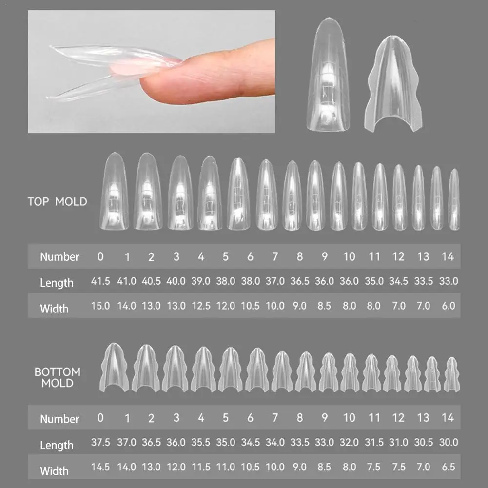 180 قطعة ساندويتش المزدوج مسمار شكل قالب شفاف كريستال درع قالب قابلة لإعادة الاستخدام كامل كوف مسمار الفن تمديد مانيكير أداة