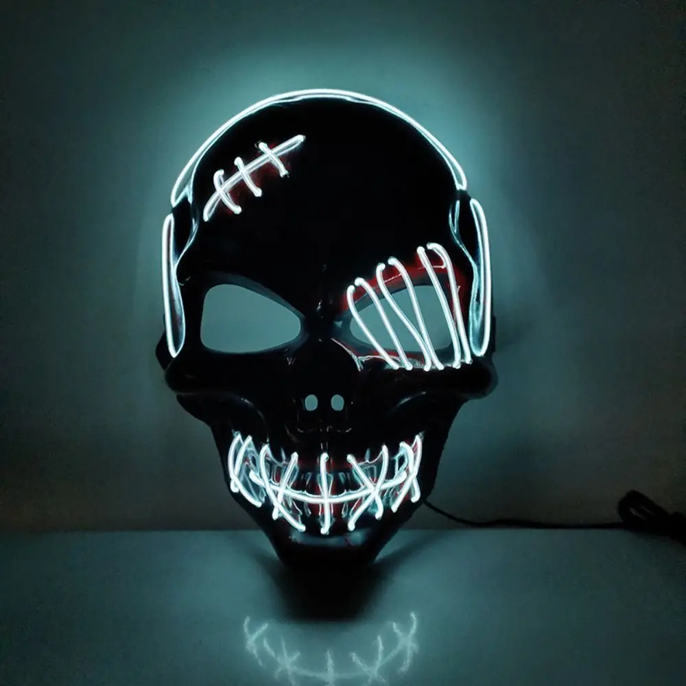 Nachtclub Halloween Schädel leuchtende Maske PP kaltes Licht Vollgesichtsmaske Augenmaske Kopfbedeckung Kostüm Requisiten Cosplay