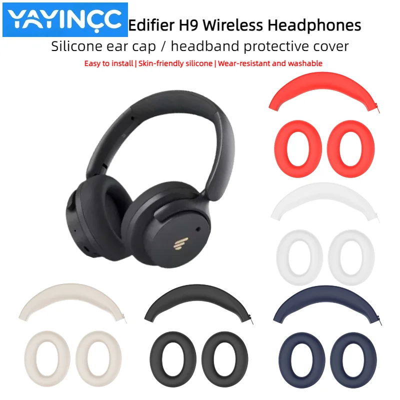 

YAYINCC Soft silicone protective cover for Edifier H9 Active Noise Cancelling Wireless Headphones Ear muffs / zipper headband