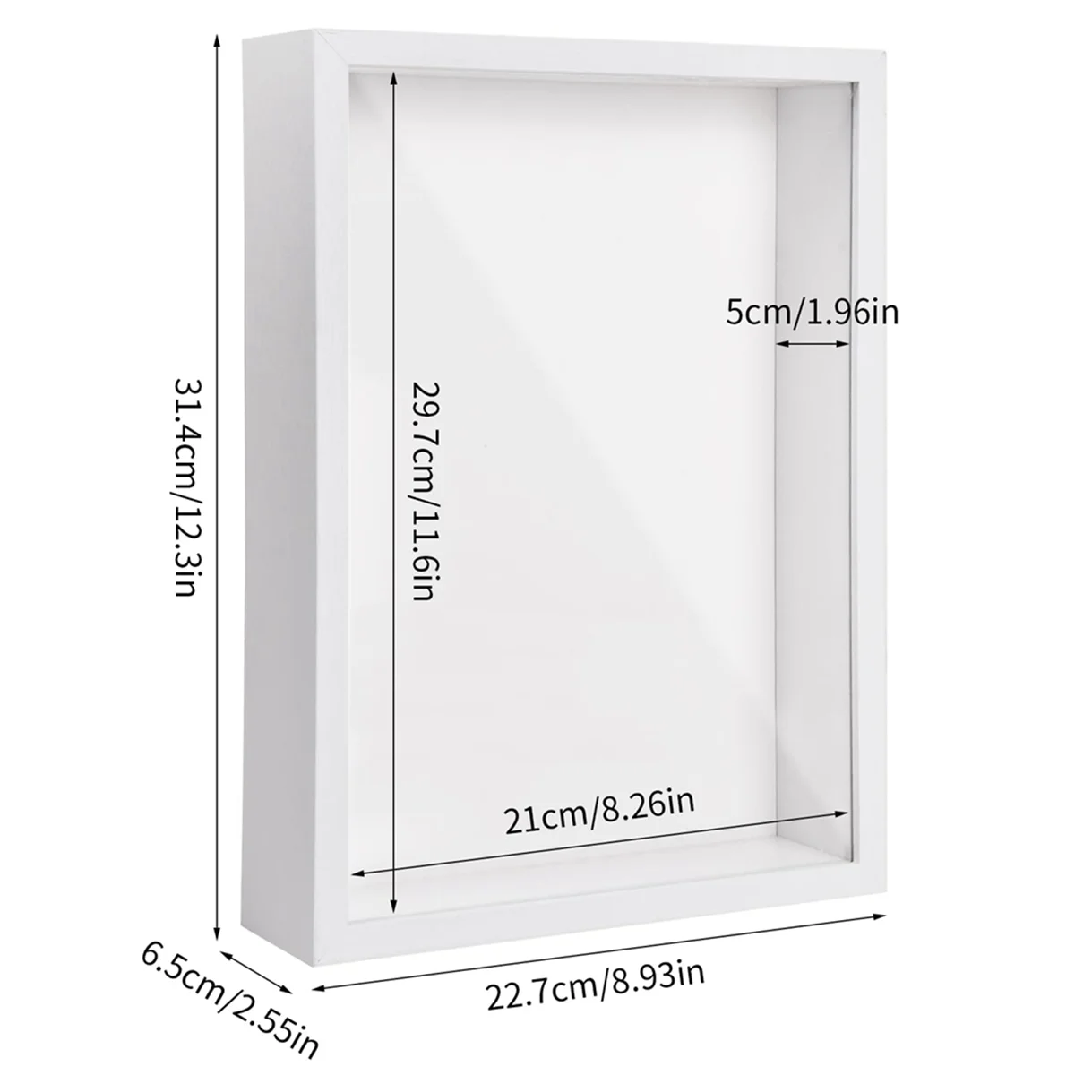 Shadow Box A4, 5CM Deep Box Photo Frame for Tabletop and Wall,3D Picture Frame Display Box for Crafts White