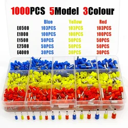 1000pcs/lot Bootlace cooper Ferrules kit set Wire Copper Crimp Connector Insulated Cord Pin End Terminal