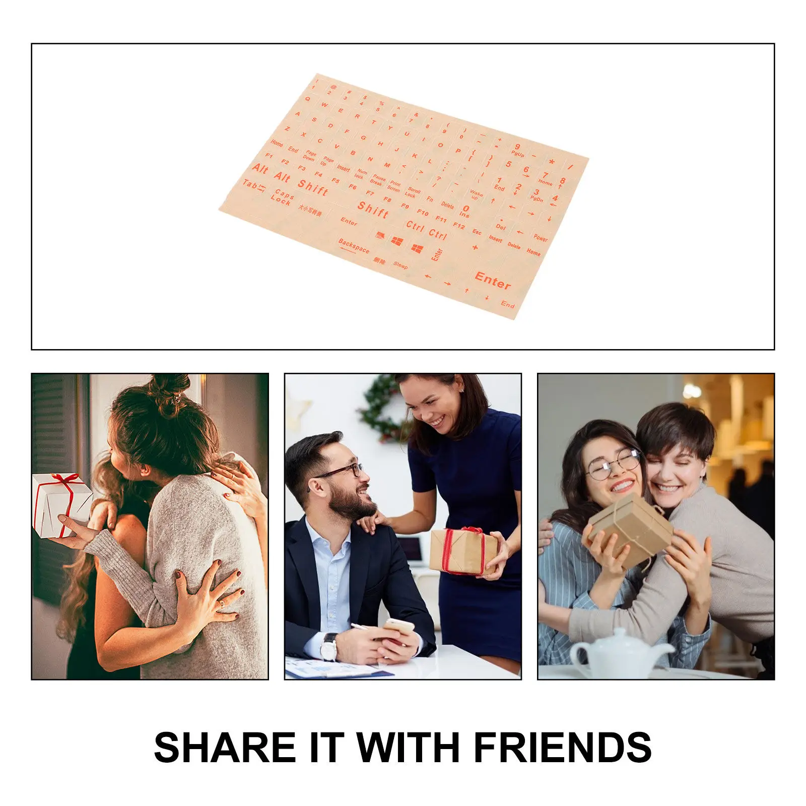 2pcs Keyboard Stickers For Computer Laptop Desktop Universal English Lettering Stickers Wear-Resistant Full Cover Self Adhesive